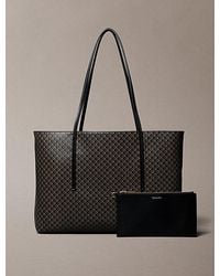 Calvin Klein - Tote Bag Met Rits En All-Over Monogram-Logo - Lyst
