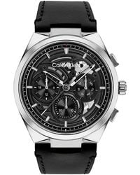 Calvin Klein - Multifunction Leather Strap Skeleton Watch - Lyst