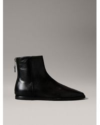 Calvin Klein - Kniehohe Ankle Boots Aus Nappaleder Mit Quadratischem Zehenbereich Und Reißverschluss - Lyst