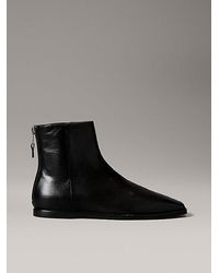 Calvin Klein - Kniehohe Ankle Boots Aus Nappaleder Mit Quadratischem Zehenbereich Und Reißverschluss - Lyst