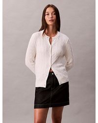 Calvin Klein - Jeans Merino Wool Blend Cable Cardigan - Lyst