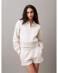 Calvin Klein - Archive Logo Fleece Quarter Zip Polo Sweatshirt - Lyst