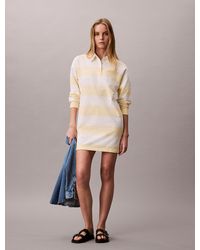 Calvin Klein - Varsity Stripe Polo Mini Dress - Lyst