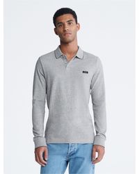 Calvin Klein - Stretch Pique Long Sleeve Polo Shirt - Lyst