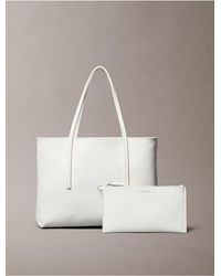 Calvin Klein - Allover Monogram Logo Small Tote Bag With Pouch - Lyst