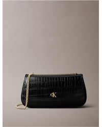Calvin Klein - Monogram Logo Hardware Chain Crocodile Print Shoulder Bag - Lyst