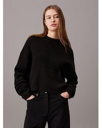 Calvin Klein - Monogramm-Pullover aus gerippter Baumwolle - Lyst