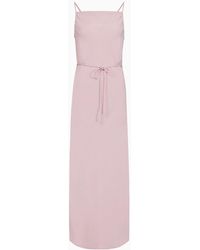 Calvin Klein Vestido largo de sarga suave - Rosa