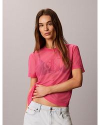 Calvin Klein - Doorzichtig Mesh T-Shirt - Lyst