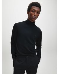 Calvin Klein Jersey de cuello vuelto de lana de gran calidad - Negro