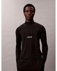 Calvin Klein - Performance T-Shirt Met Lange Mouwen En 1/4 Rits - Lyst