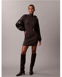 Calvin Klein - Calvin Klein Lurex Merino Wool Blend Rib Sweater Dress - Lyst