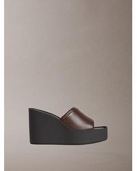 Calvin Klein - Melia Leather Platform Wedge Sandals - Lyst