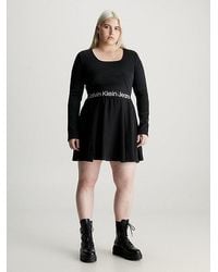 Calvin Klein - Minikleid mit Logo Tape in großen Größen - Lyst