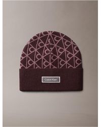 Calvin Klein - Allover Emblem Logo Wool Beanie - Lyst