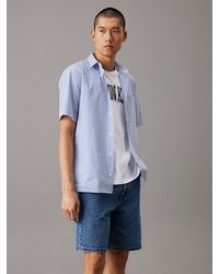 Calvin Klein - Camicia A Maniche Corte A Righe - Lyst