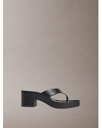 Calvin Klein - Milana Leather Heeled Thong Sandals - Lyst