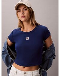 Calvin Klein - Jeans Woven Monologo Rib Baby Tee - Lyst