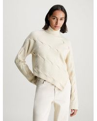 Calvin Klein - Strick-Pullover mit asymmetrischem Zopfstrick - Lyst