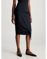 Calvin Klein - Stretch Jersey Midi Wrap Skirt - Lyst