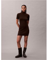Calvin Klein - Jeans Wool Blend Mini Turtleneck Dress - Lyst