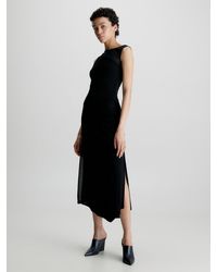 Calvin Klein - Sheer Panel Fluid Dress - Lyst