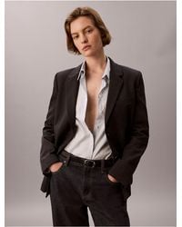 Calvin Klein - Worsted Wool Blend Belted Blazer - Lyst
