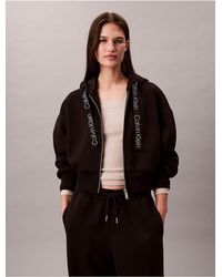 Calvin Klein - Calvin Klein Logo Tape Zip Relaxed Hoodie - Lyst