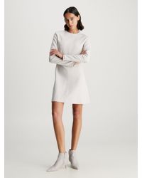 Calvin Klein - Mini-robe à manches longues en crêpe - Lyst