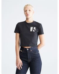 Calvin Klein - Monogram Logo Boxy Cropped T-shirt - Lyst