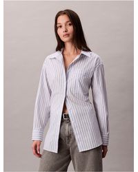 Calvin Klein - Calvin Klein Poplin Striped Relaxed Button-Down Shirt - Lyst