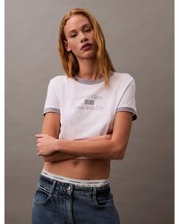 Calvin Klein - Cropped Logo Ringer T-Shirt - Lyst