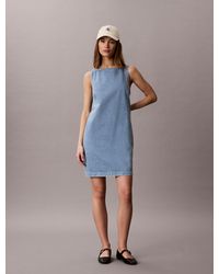 Calvin Klein - Denim Mini Shift Dress - Lyst