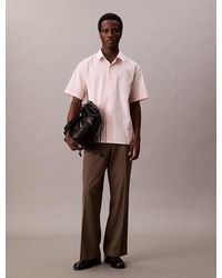 Calvin Klein - Camicia A Maniche Corte A Righe Testurizzate - Lyst