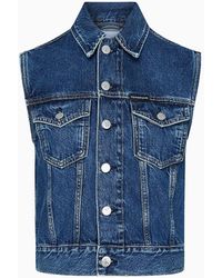 Calvin Klein Fitted Denim Gilet - Blauw