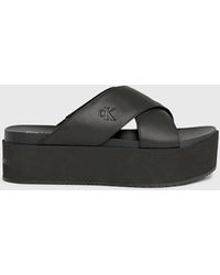 Calvin Klein - Leather Platform Sandals - Lyst