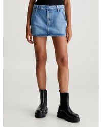 Calvin Klein - Micro-mini-jupe en jean - Lyst