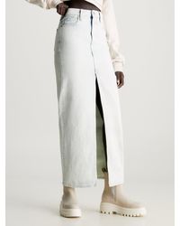 Calvin Klein - Jupe longue en jean - Lyst