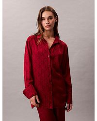 Calvin Klein - Pyjama-Hemd Mit Satin-Glanz Und Print - Lyst