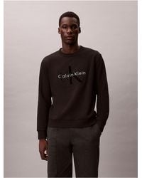 Calvin Klein - Calvin Klein Fleece Velvet Monologo Graphic Relaxed Sweatshirt - Lyst