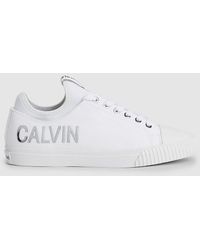 calvin klein ireland canvas white plimsoll trainers