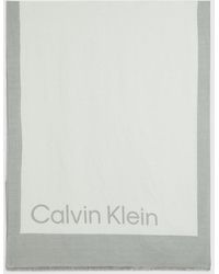 Calvin Klein - Linen Blend Logo Scarf - Lyst