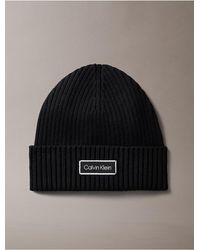 Calvin Klein - Logo Patch Rib Beanie - Lyst