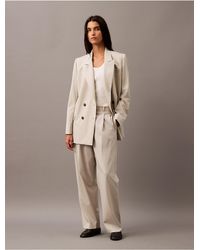 Calvin Klein - Pleated Wool Gabardine Blend Trouser - Lyst