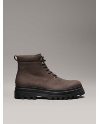 Calvin Klein - Rugged Leather Hiking Boots - Lyst