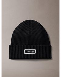Calvin Klein - Logo Patch Rib Beanie - Lyst