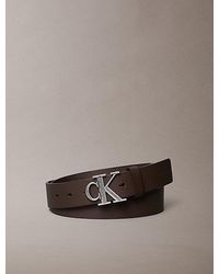 Calvin Klein - Leather Monogram Logo Belt - Lyst