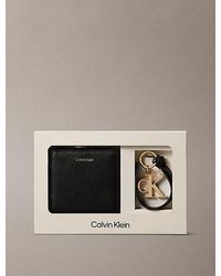 Calvin Klein - Faux Leather Zip Wallet And Key Fob Set - Lyst