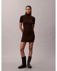 Calvin Klein - Wool Blend Mini Turtleneck Dress - Lyst