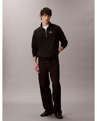 Calvin Klein - Sweat Relaxed En Tissu Éponge Haut De Gamme Avec Fermeture Éclair Partielle - Lyst